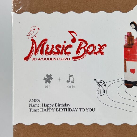 3D Wooden Puzzle Music Box Happy Birthday Crank Robotic Robotime Jigsaw AM309 - Picture 3 of 6